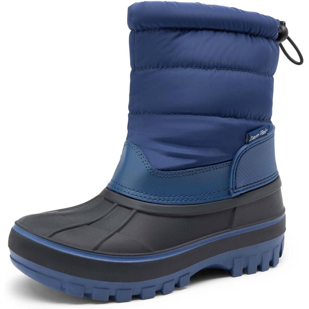 imageDREAM PAIRS Boys Girls Snow Boots WaterResistant Outdoor Warm Cozy AntiSlip Mid Calf Faux Fur Lining Winter Shoes for ToddlerLittleBig KidsNavy