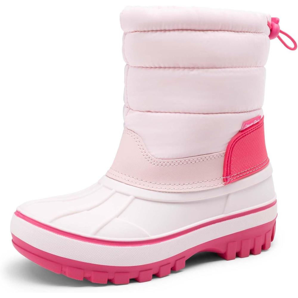 imageDREAM PAIRS Boys Girls Snow Boots WaterResistant Outdoor Warm Cozy AntiSlip Mid Calf Faux Fur Lining Winter Shoes for ToddlerLittleBig KidsPink