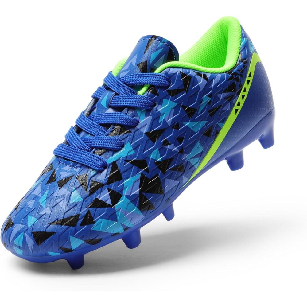 imageDREAM PAIRS Boys Girls Soccer Cleats Youth Firm Groud Athletic Outdoor Trainning Football Shoes for LittleBig KidNavyBlueBlackNeon Green
