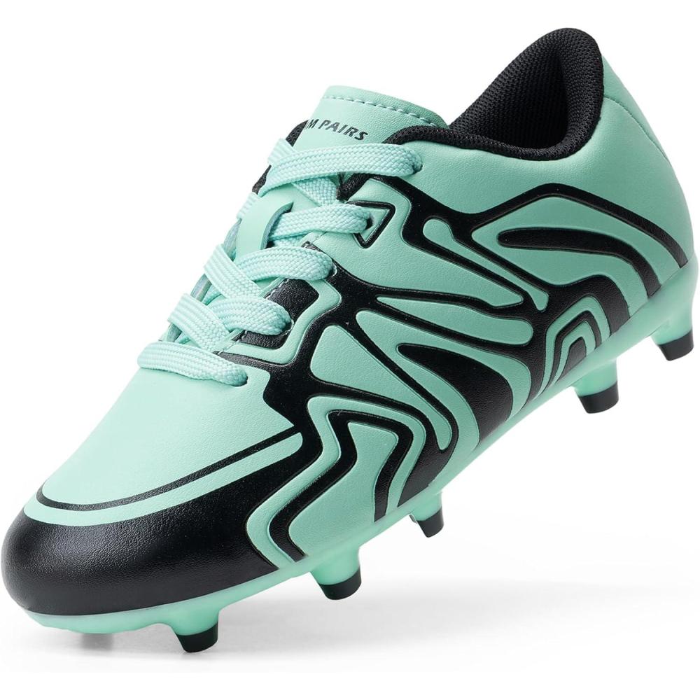 imageDREAM PAIRS Boys Girls Soccer Cleats Youth Firm Groud Baseball Cleats Sport Athletic Outdoor Trainning Football Shoes for LittleBig KidMint Green