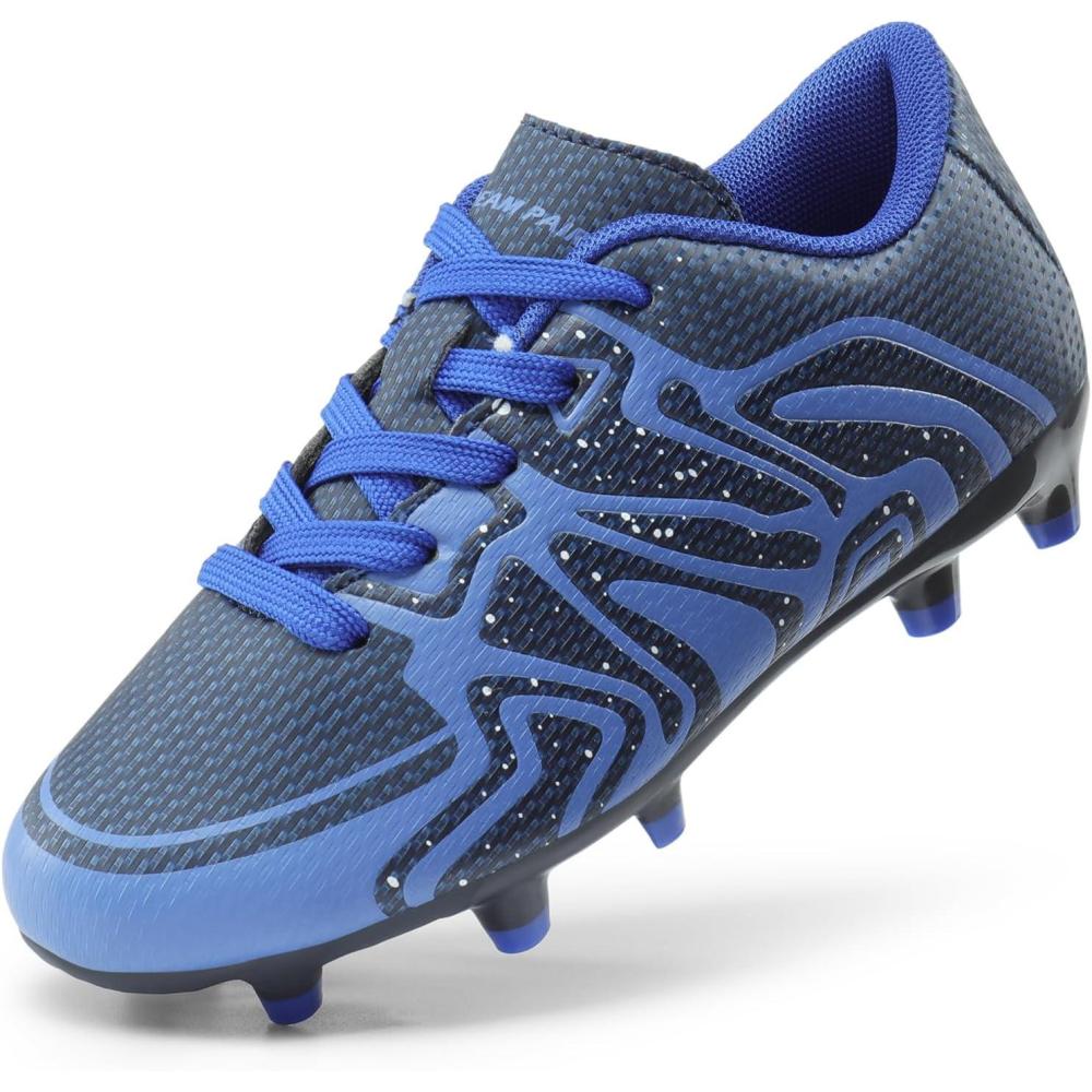 imageDREAM PAIRS Boys Girls Soccer Cleats Youth Firm Groud Baseball Cleats Sport Athletic Outdoor Trainning Football Shoes for LittleBig KidNavyRoyalWht