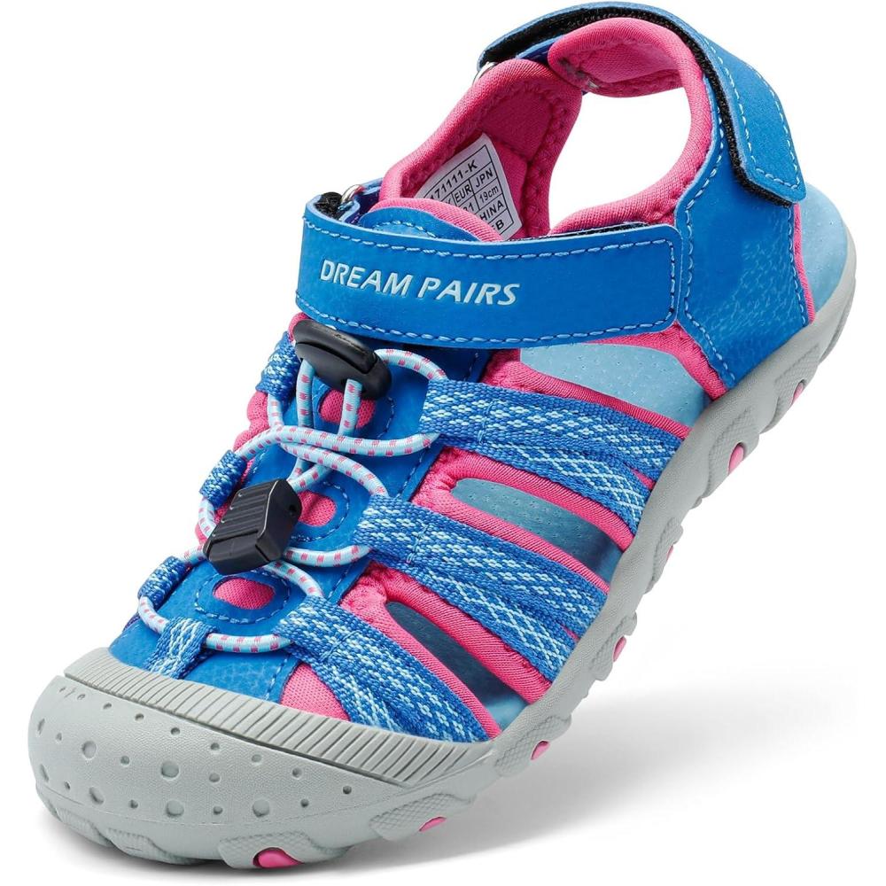 imageDREAM PAIRS Boys Girls Summer Outdoor Athletic Sport Sandals Hiking Beach Casual Closed Toe Adjustable Multicolor for ToddlerLittleBig KidsRoyalFuchsia