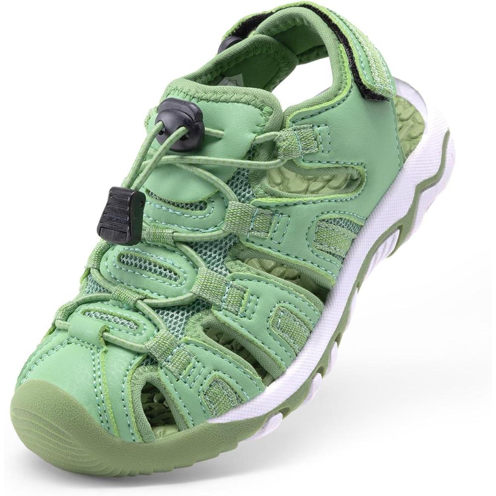 imageDREAM PAIRS Boys Girls Summer Outdoor Athletic Sport Sandals Walking Hiking Hook and Loop Adjustable Multicolor for ToddlerLittleBig KidsGreen