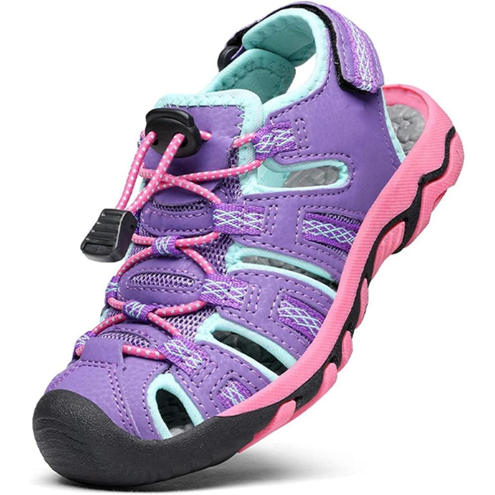 imageDREAM PAIRS Boys Girls Summer Outdoor Athletic Sport Sandals Walking Hiking Hook and Loop Adjustable Multicolor for ToddlerLittleBig KidsLavenderBabyBlueFuchsia
