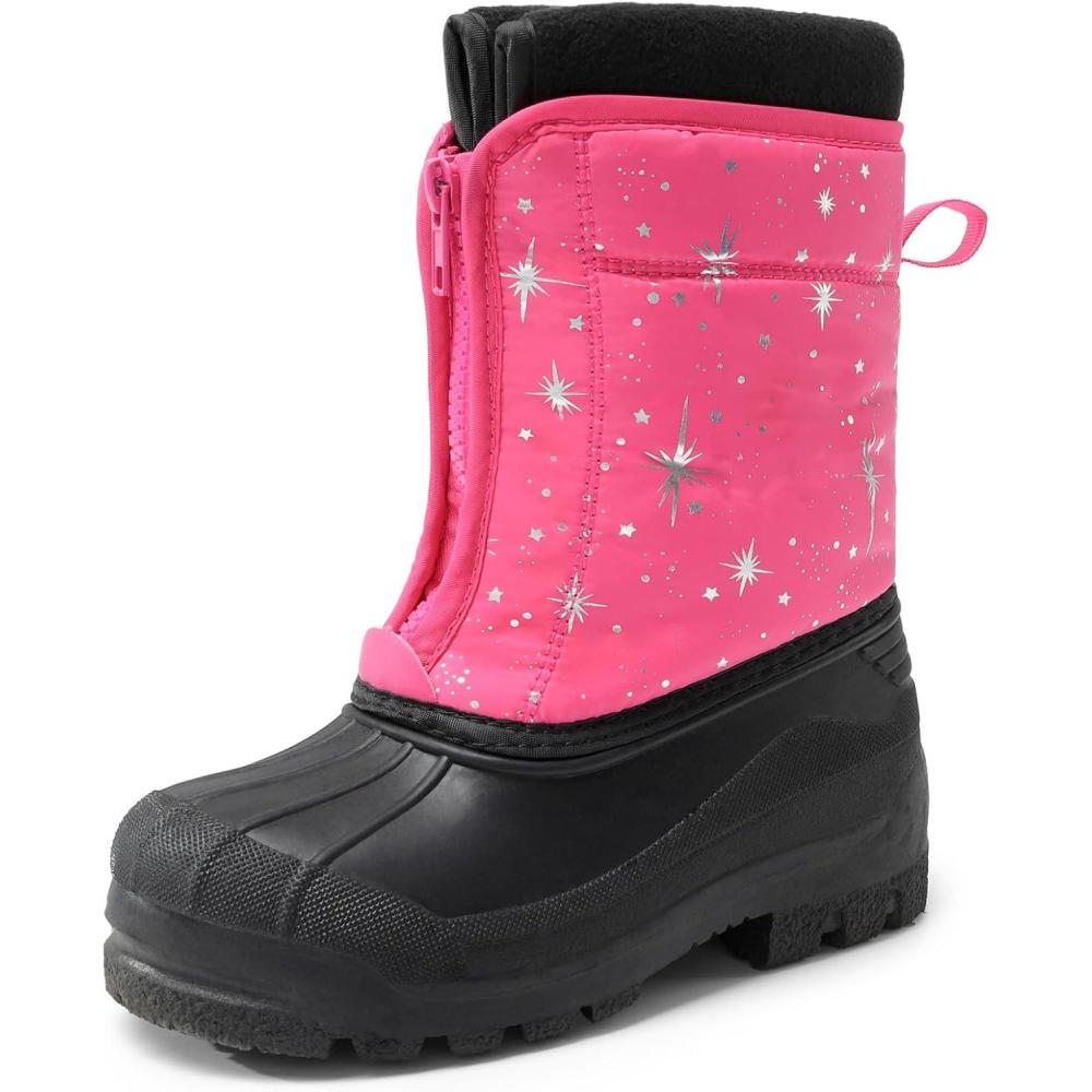 imageDREAM PAIRS Boys Girls Waterproof Winter Snow Boots for LittleBig KidsFuchsiaMulti