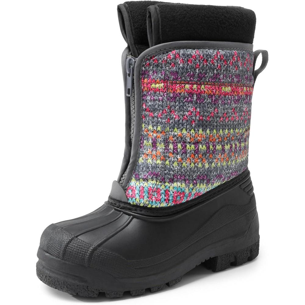 imageDREAM PAIRS Boys Girls Waterproof Winter Snow Boots for LittleBig KidsGreyMulti