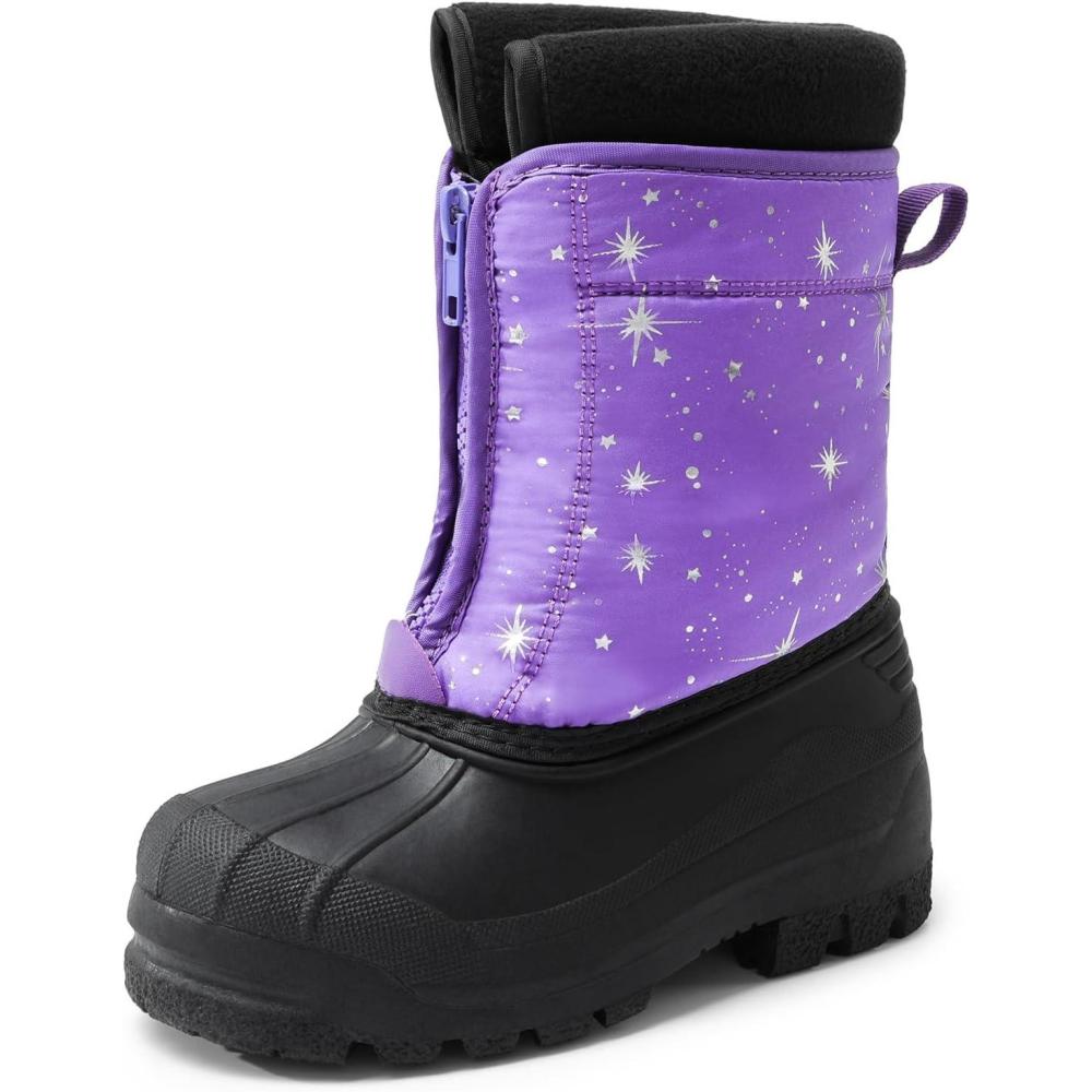 imageDREAM PAIRS Boys Girls Waterproof Winter Snow Boots for LittleBig KidsPurpleMulti