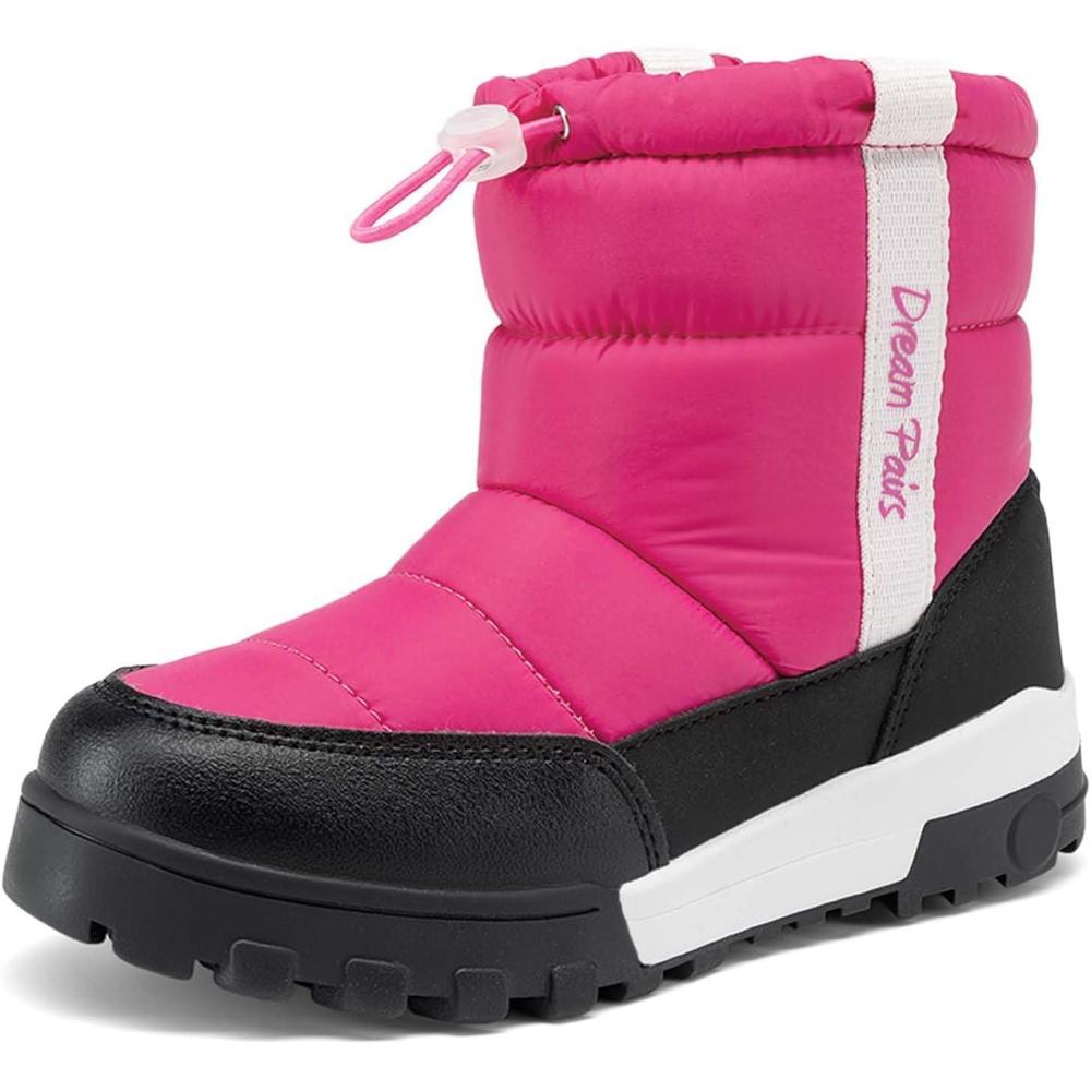 imageDREAM PAIRS Boys Girls Winter Snow Boots Slip Resistant Outdoor Cold Weather Boots with Faux Fur LiningBaby Pink