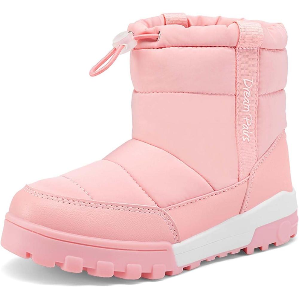 imageDREAM PAIRS Boys Girls Winter Snow Boots Slip Resistant Outdoor Cold Weather Boots with Faux Fur LiningPink