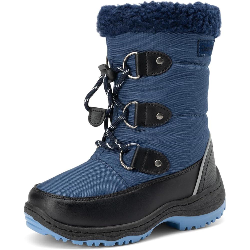 imageDREAM PAIRS Boys Snow Boots Camouflage Slip Resistant Faux Fur Lined Winter Shoes for LittleBig KidDark Blue