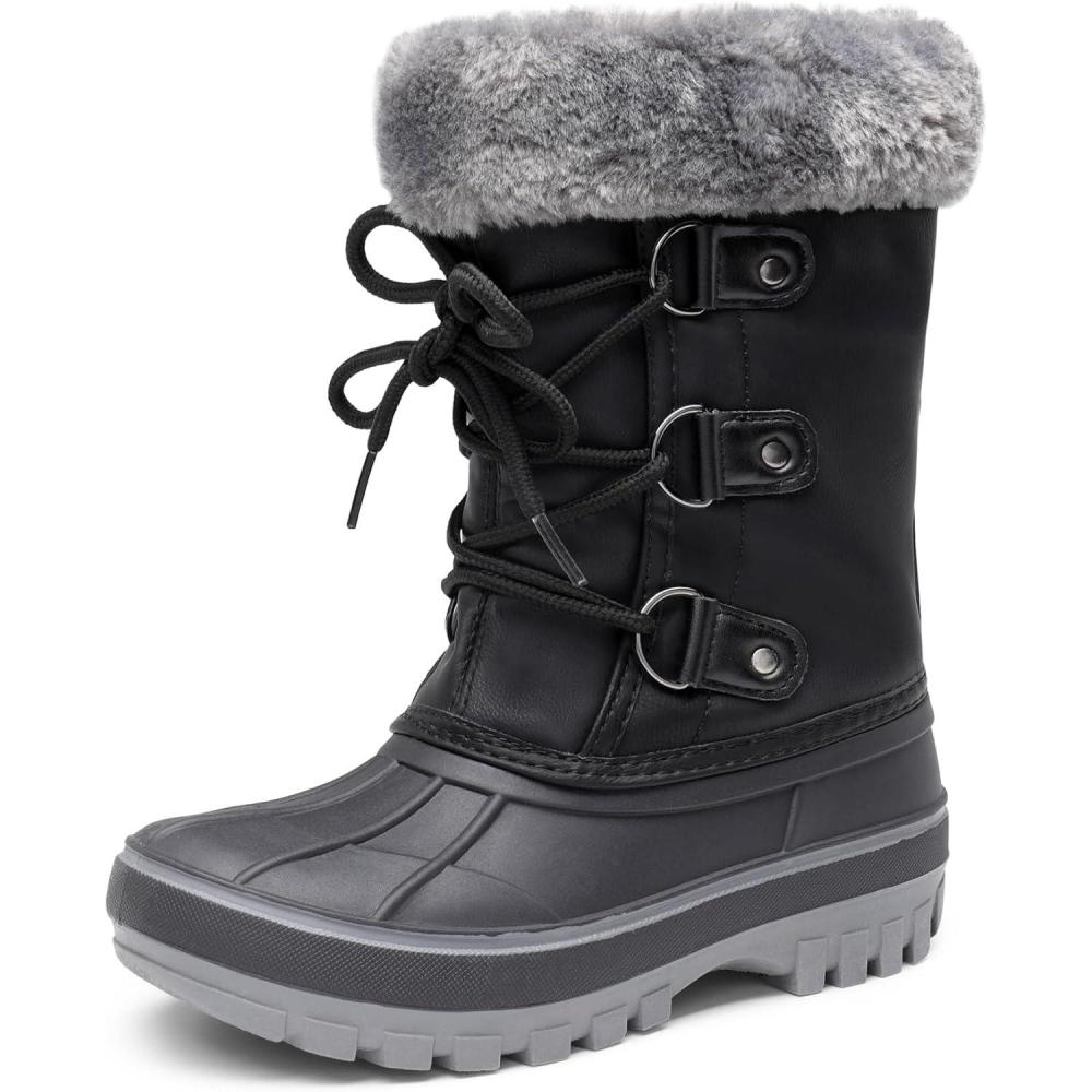 imageDREAM PAIRS Boys ampamp Girls Faux FurLined Winter Snow Boots for LittleBig KidsBlack