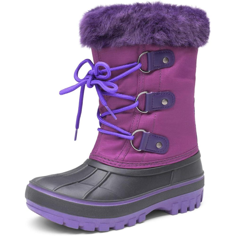 imageDREAM PAIRS Boys ampamp Girls Faux FurLined Winter Snow Boots for LittleBig KidsPurple