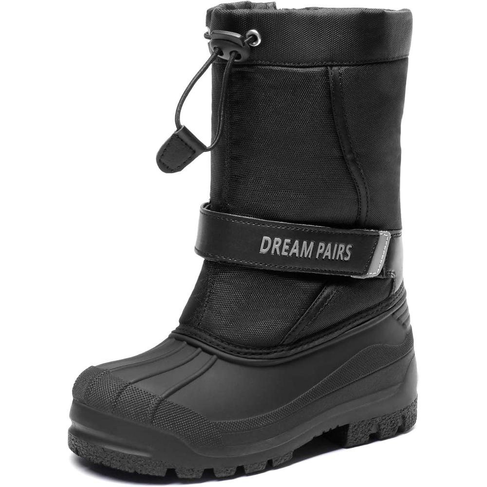 imageDREAM PAIRS Boys ampamp Girls Mid Calf WaterResistant Winter Snow Boots for ToddlerLittleBig KidBlack