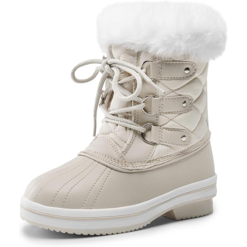imageDREAM PAIRS Cozy Kids Snow Boots Warm ampamp WaterResistant Winter Boots with Faux Fur for AllDay Play NonSlip Mid Calf BootsOffwhite
