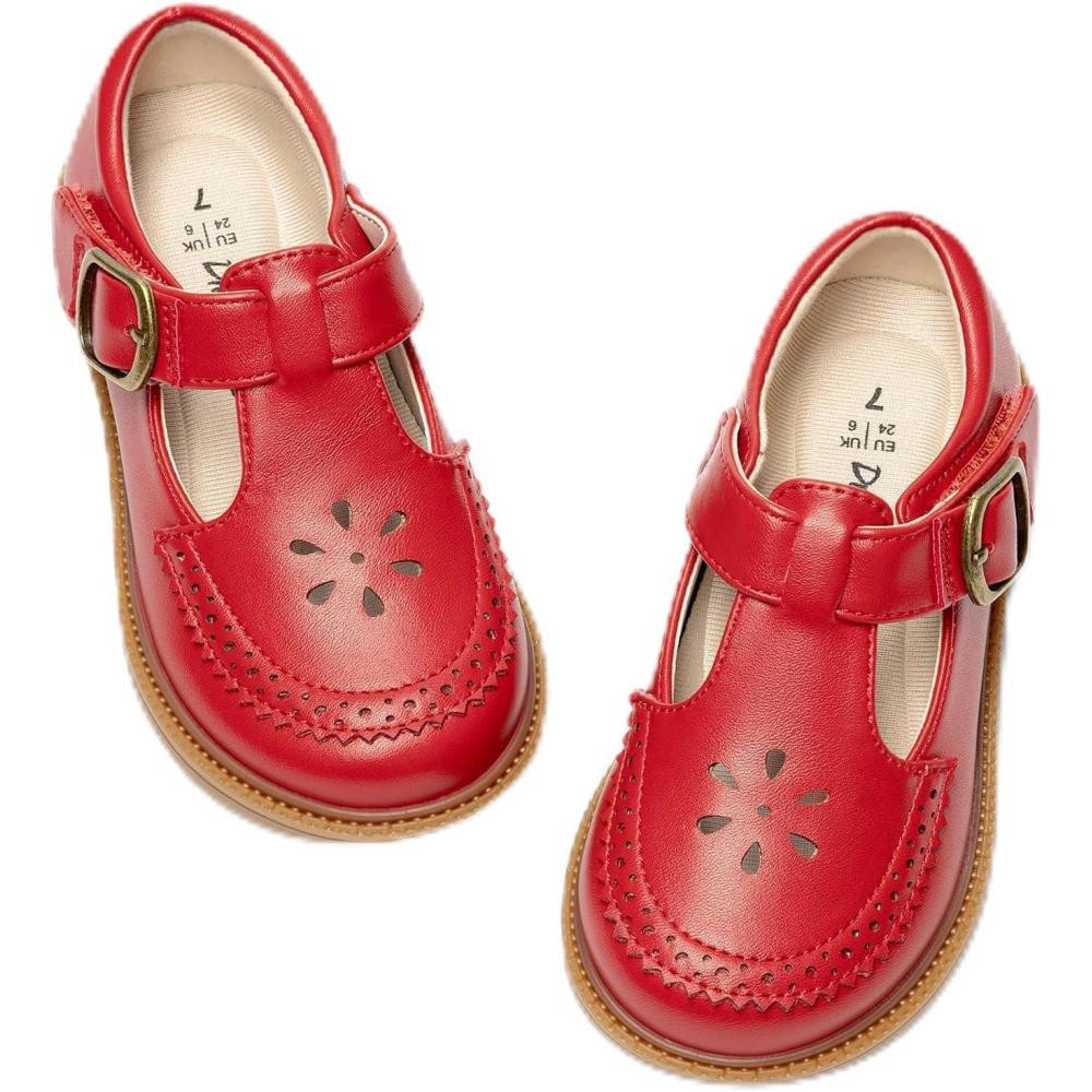 imageDREAM PAIRS Girl Mary Jane Dress Shoes  Ballet Flats for Girl School Uniform Shoes for Toddler Little GirlsRed