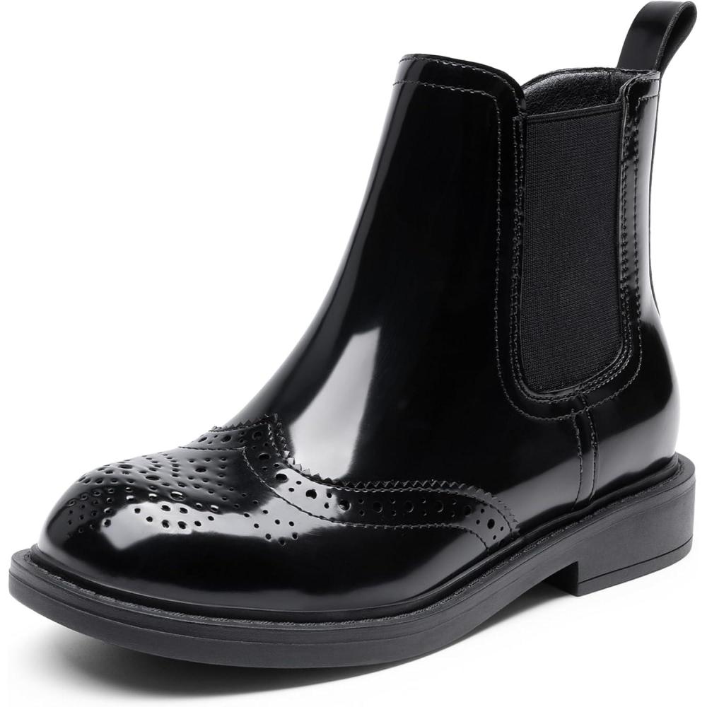 imageDREAM PAIRS Girls Ankle Boots with Side Zipper Chelsea Booties Low Heels Girl Fashion Shoes for ToddlerLittle KidBig KidAll Black