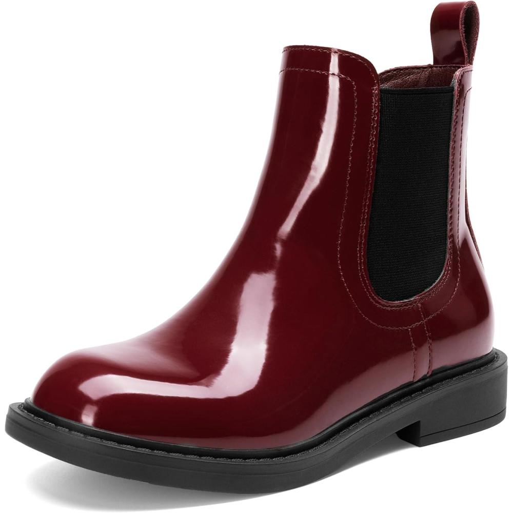 imageDREAM PAIRS Girls Ankle Boots with Side Zipper Chelsea Booties Low Heels Girl Fashion Shoes for ToddlerLittle KidBig KidBurgundy