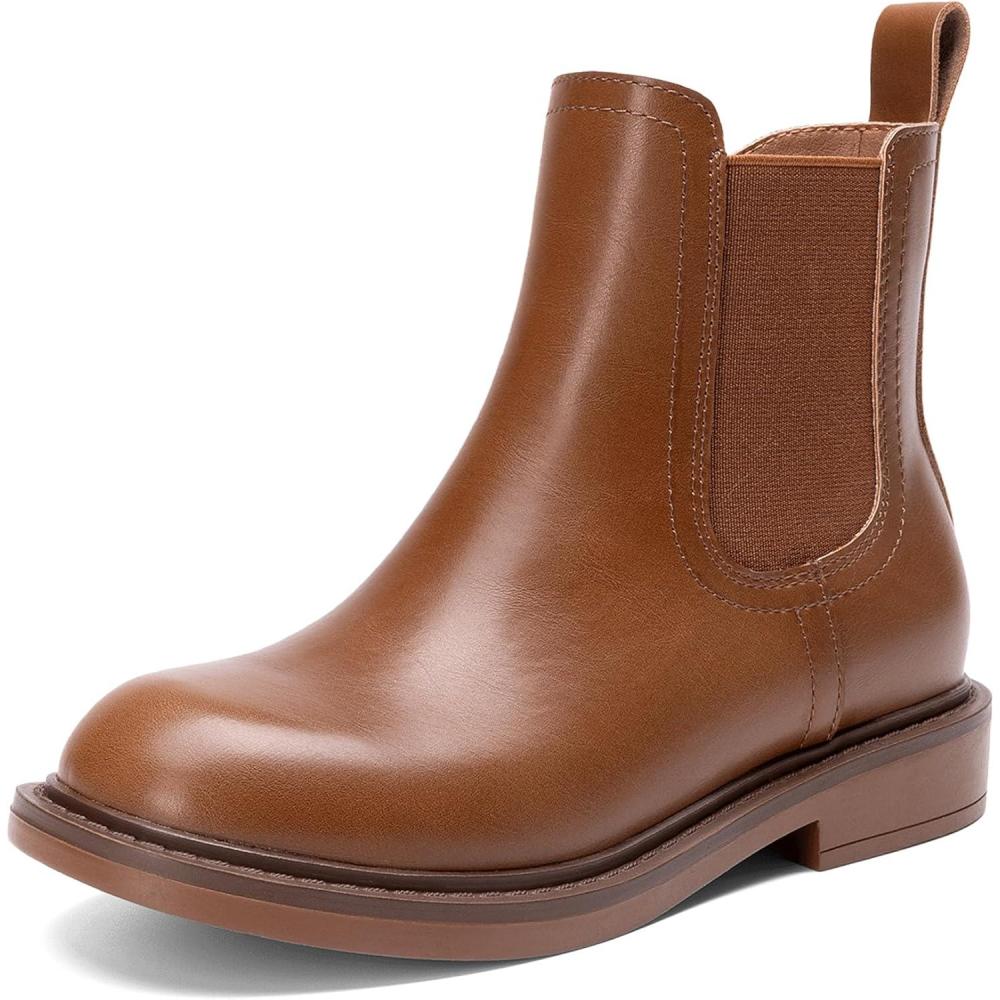 imageDREAM PAIRS Girls Ankle Boots with Side Zipper Chelsea Booties Low Heels Girl Fashion Shoes for ToddlerLittle KidBig KidTan