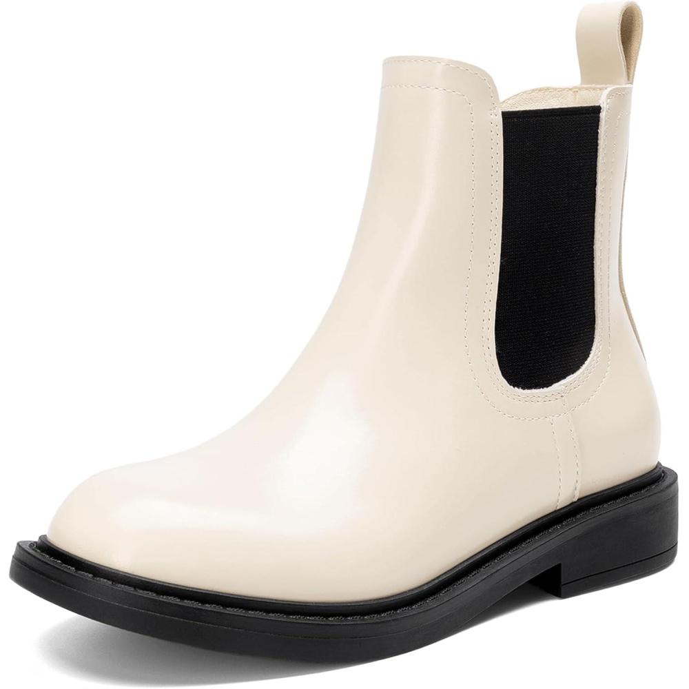 imageDREAM PAIRS Girls Ankle Boots with Side Zipper Chelsea Booties Low Heels Girl Fashion Shoes for ToddlerLittle KidBig KidWhiteBlack