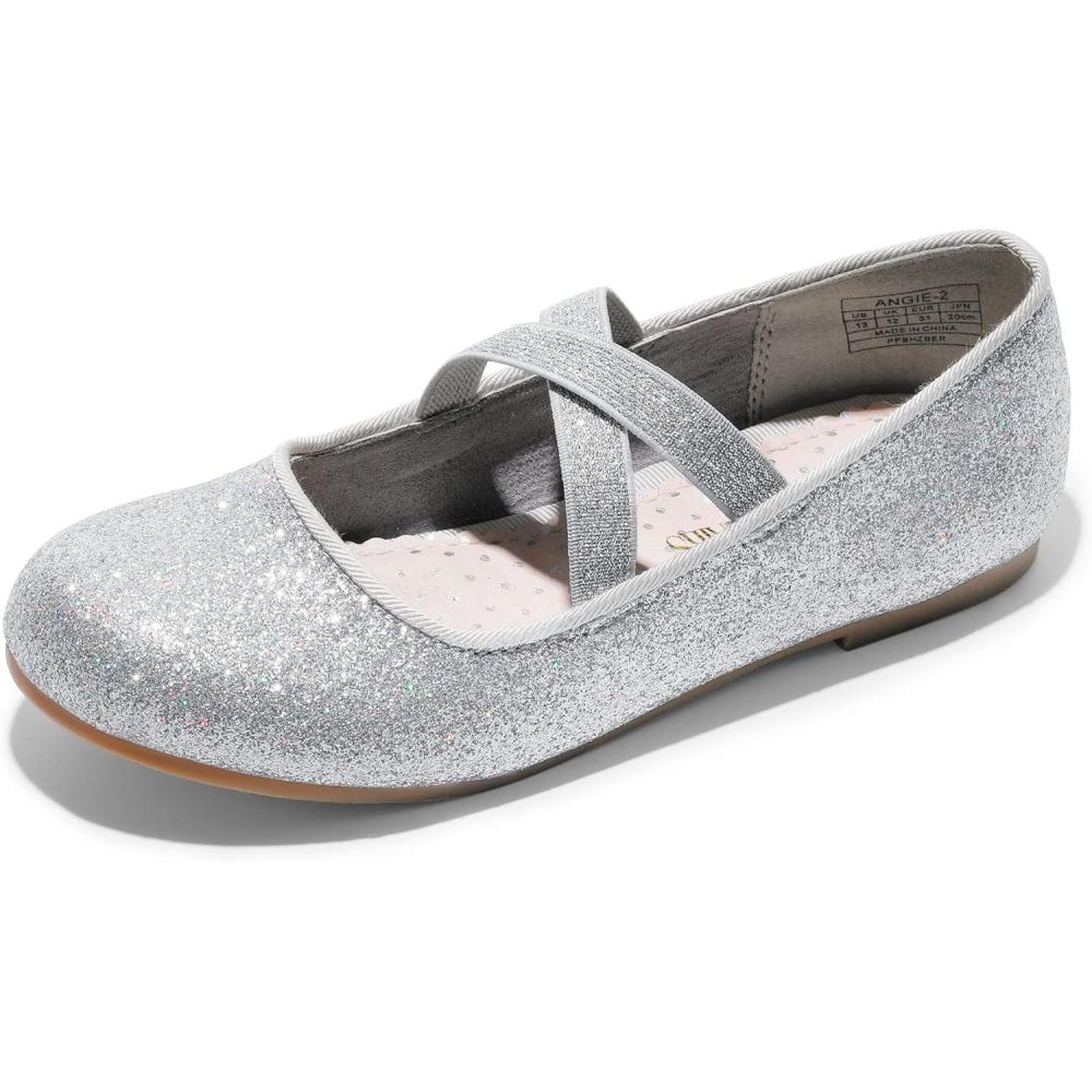 imageDREAM PAIRS Girls Ballerina Dress Shoes Mary Jane FlatsSilver