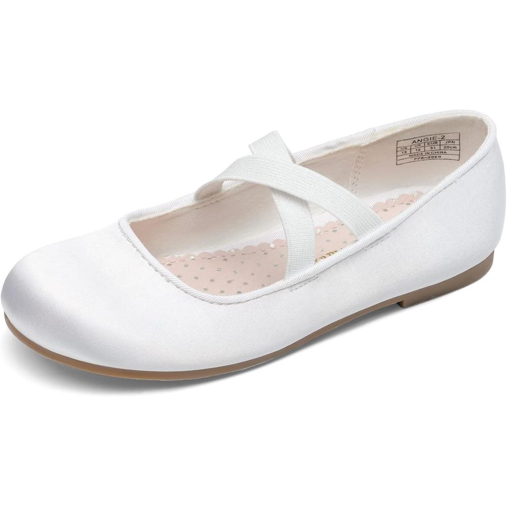 imageDREAM PAIRS Girls Ballerina Dress Shoes Mary Jane FlatsWhite