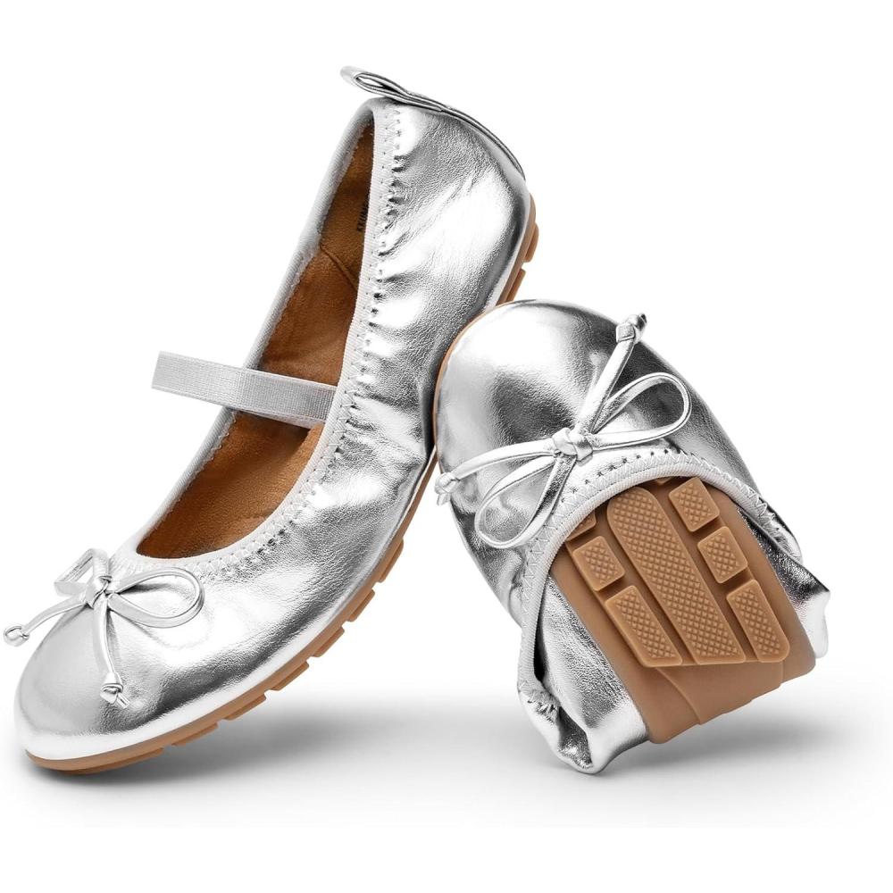 imageDREAM PAIRS Girls Ballet Flats Dress Shoes Mary Janes Ballerina ShoesSilver