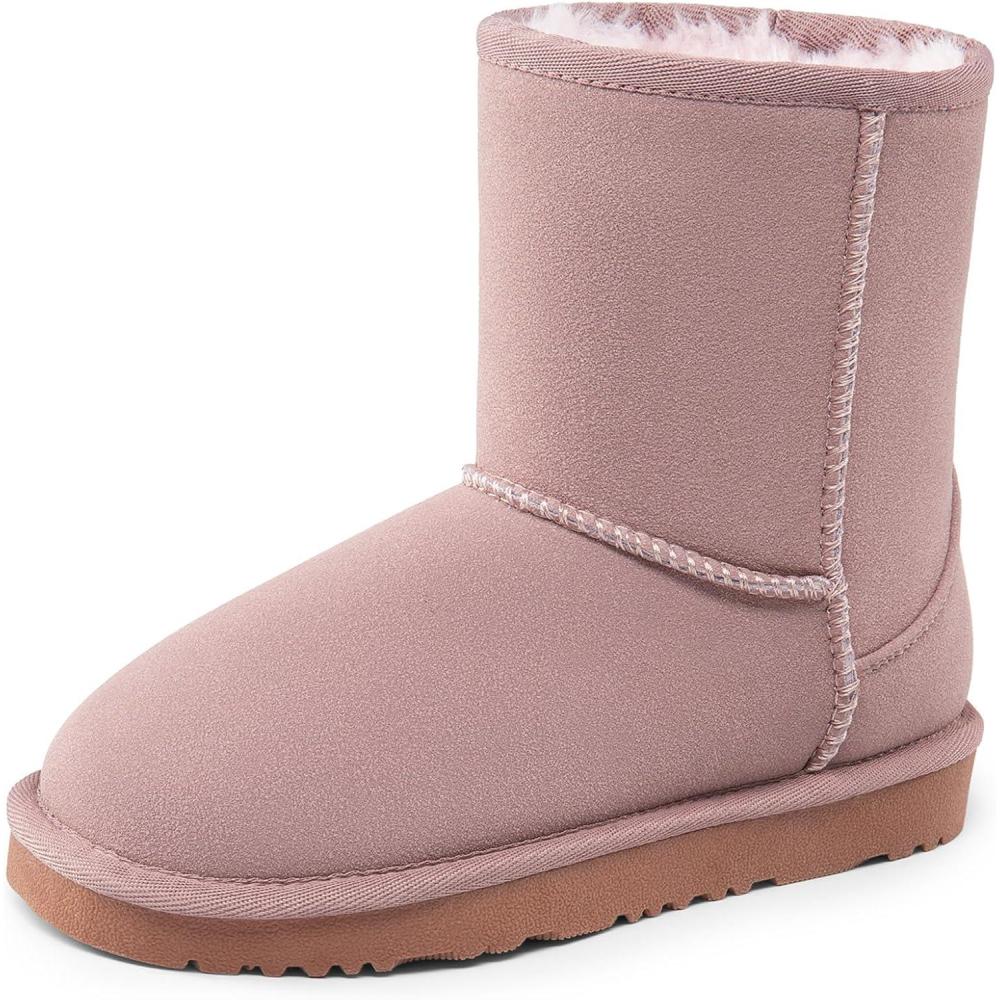 imageDREAM PAIRS Girls Boys Boots Kids Faux Fur Lined Winter Snow FuzzyClassic Kids Mid BootAll Pink