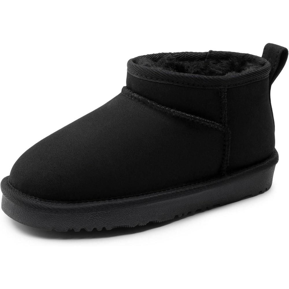 imageDREAM PAIRS Girls Boys Boots Kids Winter Ankle Faux Fur Lined Warm Snow Shoes Kid Short Boots for Little KidBig KidBlack