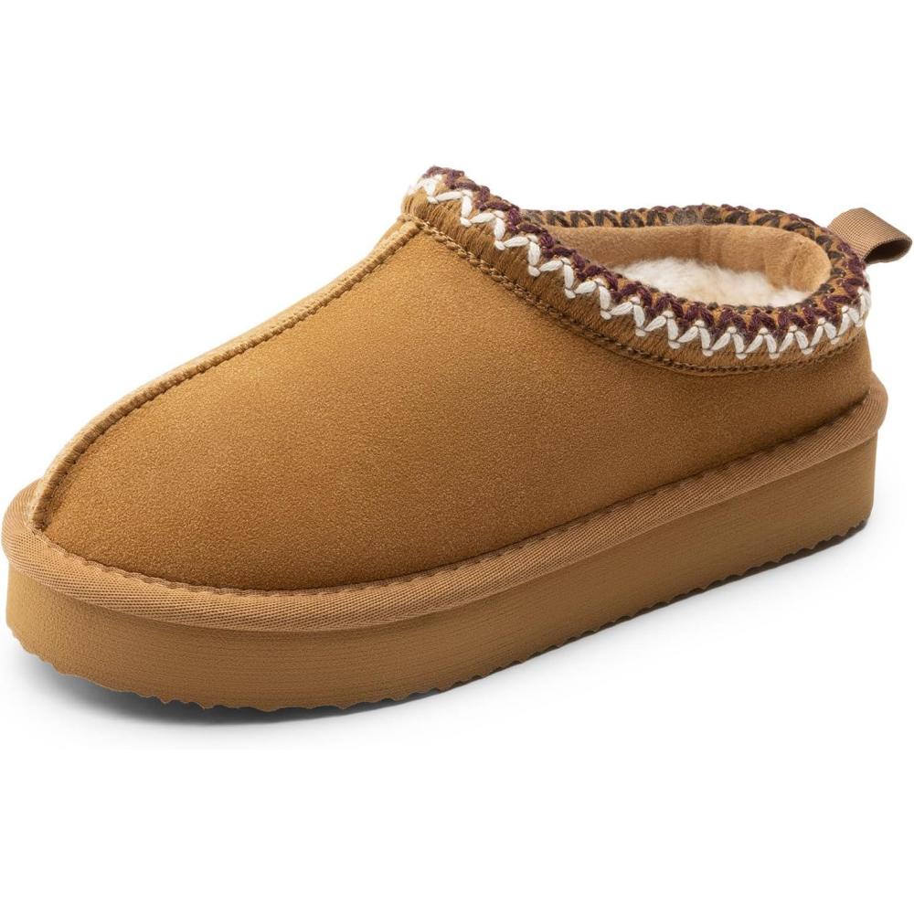 imageDREAM PAIRS Girls Boys Slippers Kids House Fuzzy Platform Indoor Outdoor Kids Slip on Slipper for Little Kid Big KidCamel