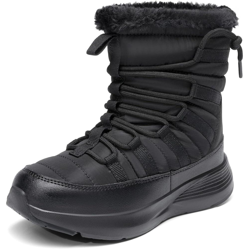 imageDREAM PAIRS Girls Boys Winter Snow Boots Slip Resistant Faux Fur Lined Windproof Warm SlipOn Boots for KidsBlack