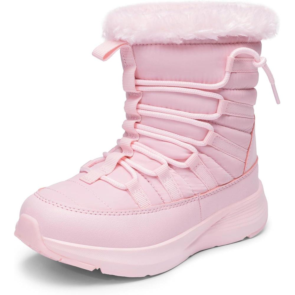 imageDREAM PAIRS Girls Boys Winter Snow Boots Slip Resistant Faux Fur Lined Windproof Warm SlipOn Boots for KidsPink