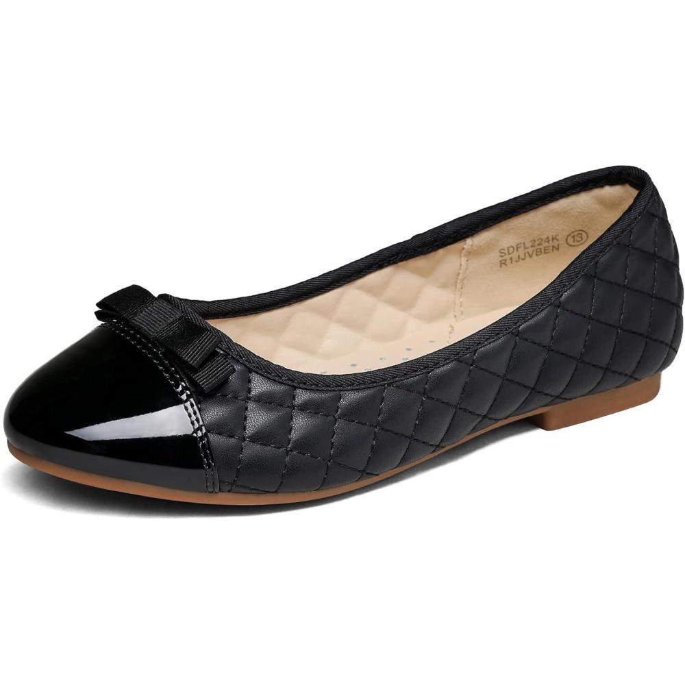 imageDREAM PAIRS Girls Dress Shoes Flower Girl Slipon Bow Ballet Flats for Wedding Party School Little KidBig KidBlack