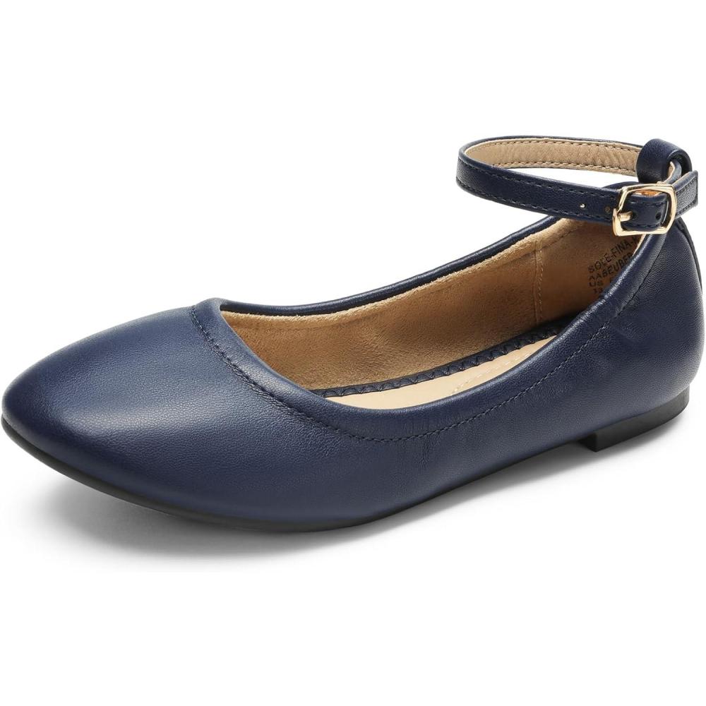 imageDREAM PAIRS Girls Dress Shoes Girls Ballerina Flat Ankle Strap Ballet Flats ToddlerLittle KidBig KidNavy
