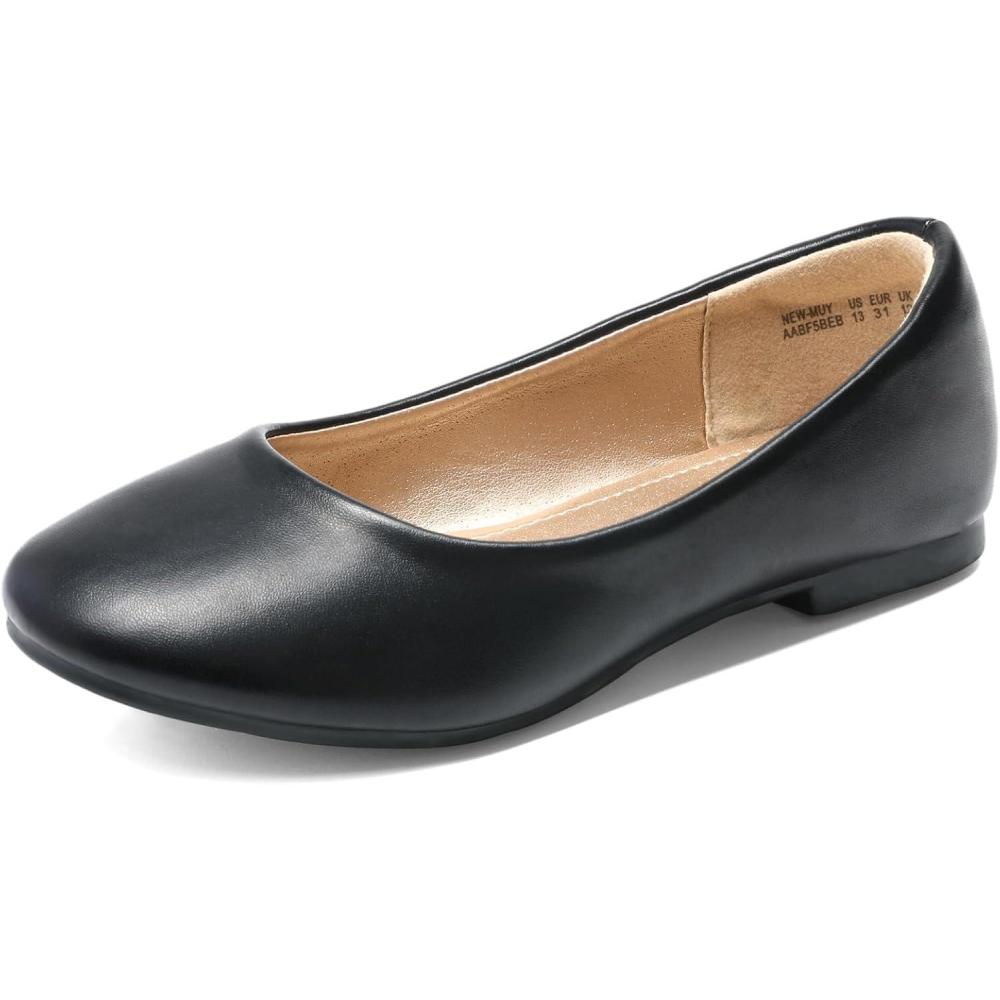 imageDREAM PAIRS Girls Dress Shoes Slip on Ballerina Flats for WeddingPartyBlackPu