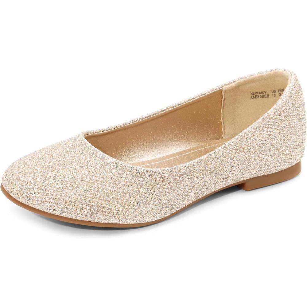 imageDREAM PAIRS Girls Dress Shoes Slip on Ballerina Flats for WeddingPartyGoldGlitter