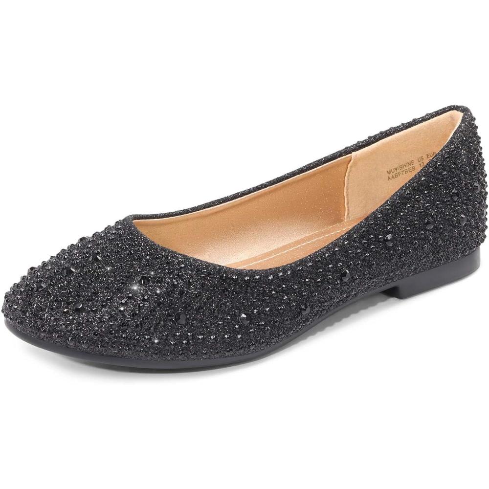 imageDREAM PAIRS Girls Dress Shoes Slip on Ballerina Flats for WeddingPartyMuyshineblack Glitter