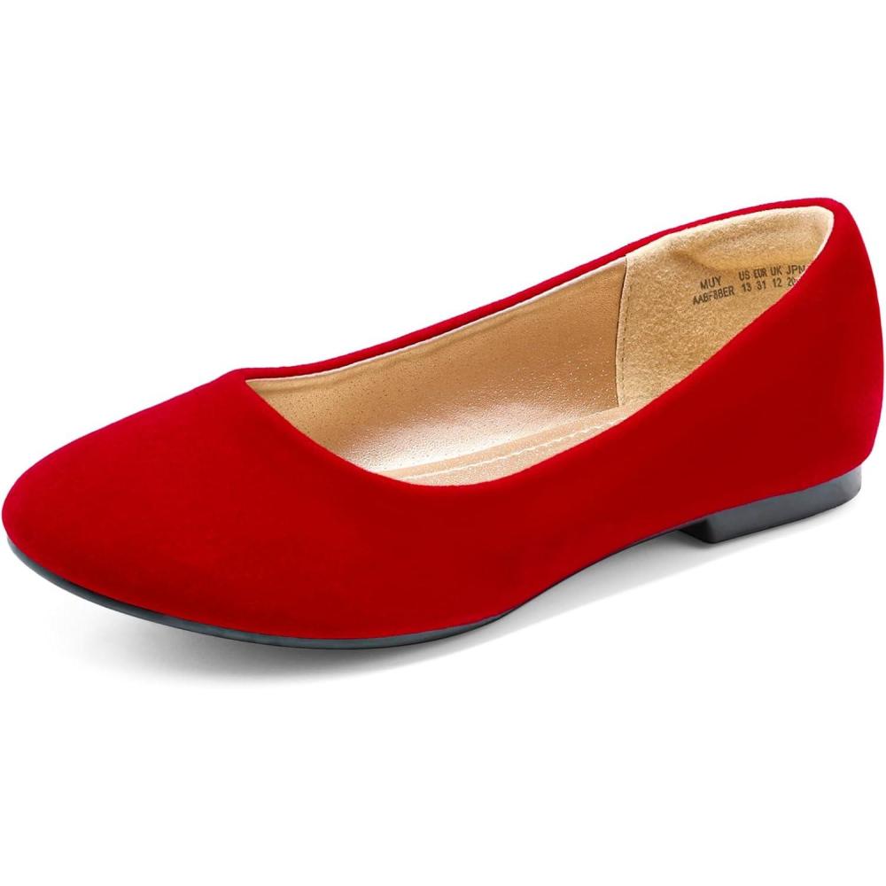 imageDREAM PAIRS Girls Dress Shoes Slip on Ballerina Flats for WeddingPartyRedSuede