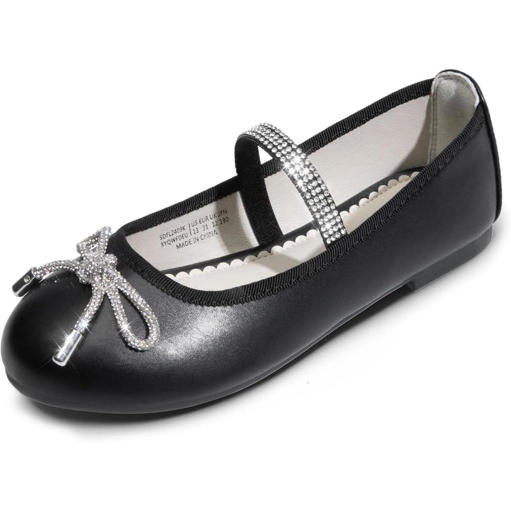 imageDREAM PAIRS Girls Dress Shoes Slipon Flower Girl Ballet Flats for Party Wedding Performance Prom GraduationBlack