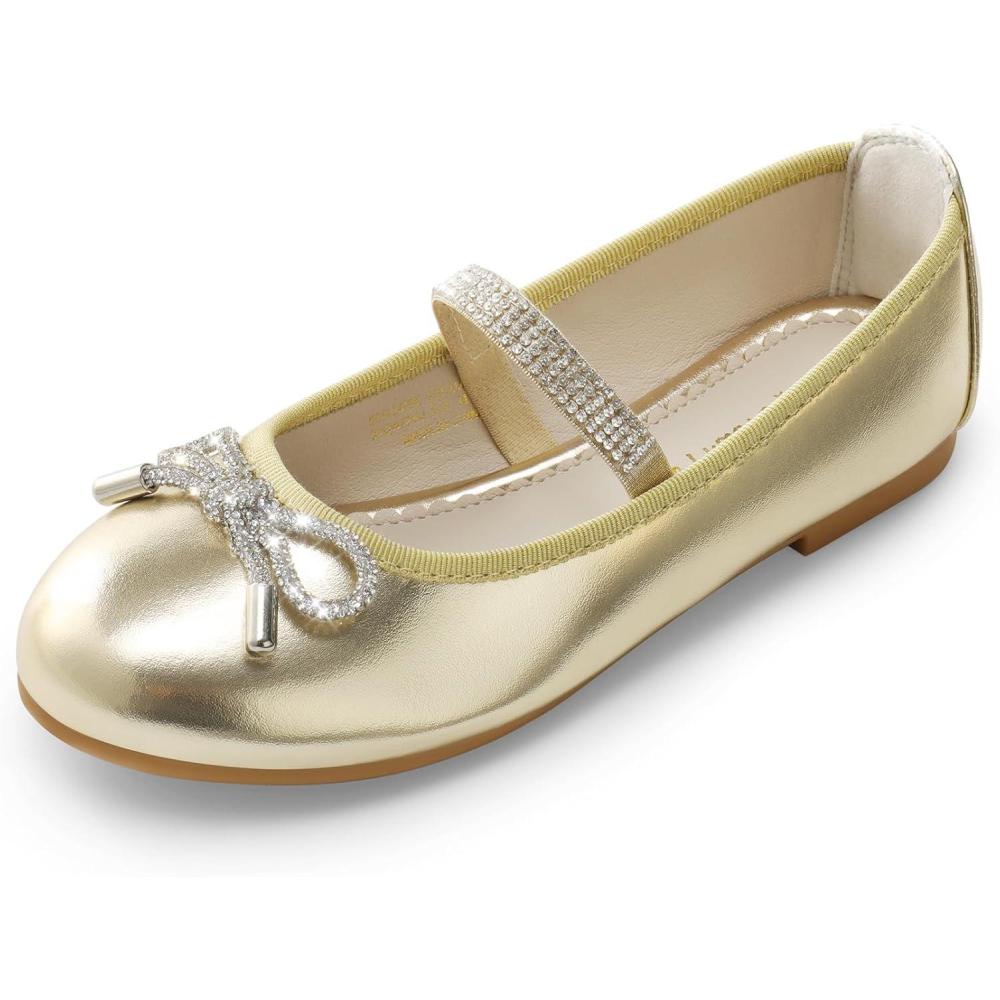 imageDREAM PAIRS Girls Dress Shoes Slipon Flower Girl Ballet Flats for Party Wedding Performance Prom GraduationGold