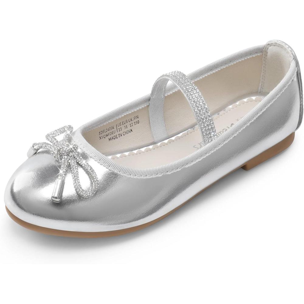 imageDREAM PAIRS Girls Dress Shoes Slipon Flower Girl Ballet Flats for Party Wedding Performance Prom GraduationSilver