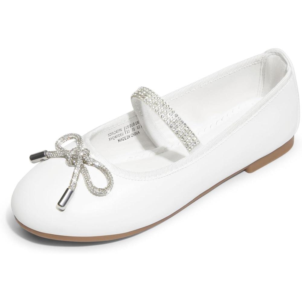 imageDREAM PAIRS Girls Dress Shoes Slipon Flower Girl Ballet Flats for Party Wedding Performance Prom GraduationWhite