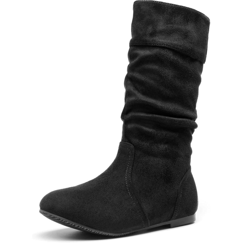 imageDREAM PAIRS Girls Faux Fur Lined Knee High Winter Riding BootsToddlerLittle KidBig KidBlack