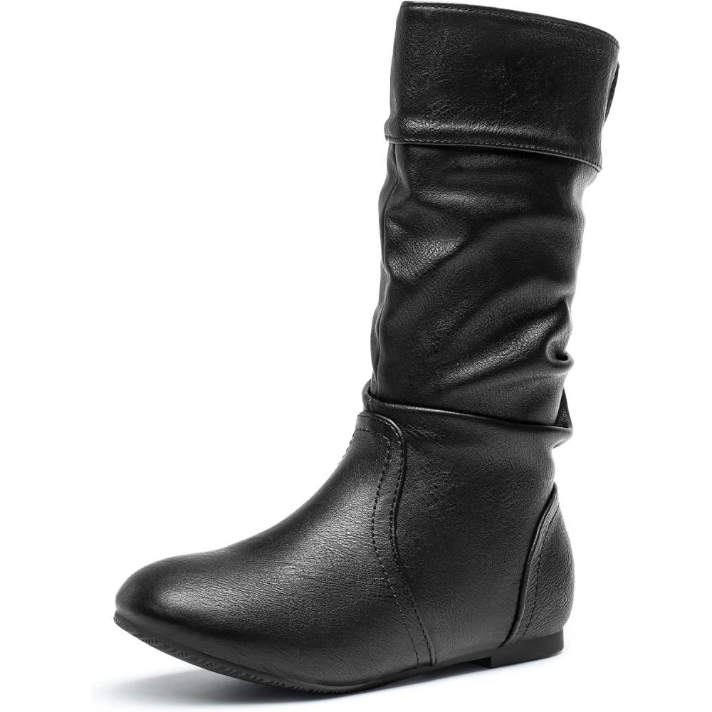 imageDREAM PAIRS Girls Faux Fur Lined Knee High Winter Riding BootsToddlerLittle KidBig KidBlvdblack Pu