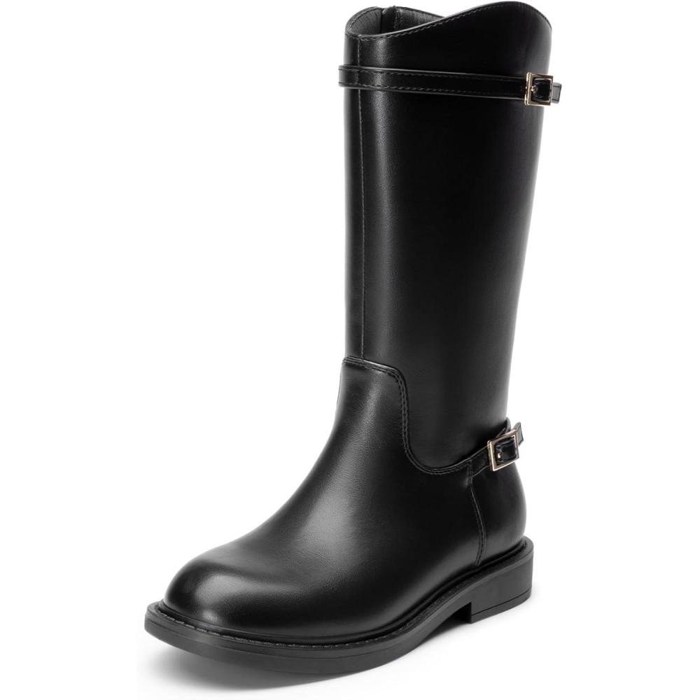 imageDREAM PAIRS Girls Knee High Boots Side Zipper Riding Shoes for Little KidBig KidBlack