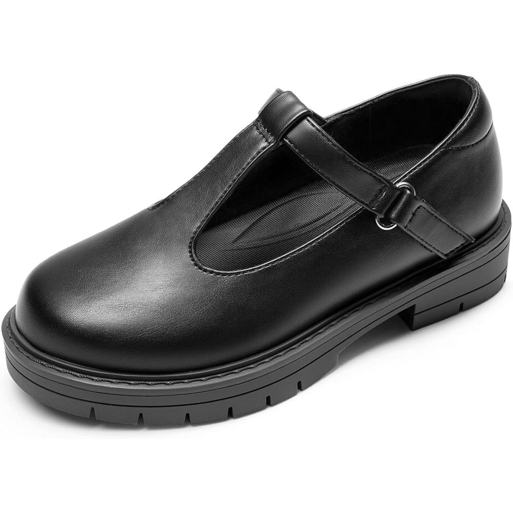 imageDREAM PAIRS Girls Mary Jane Dress Shoes Chunky Platform School Uniform Shoes TStrap Oxfords Loafers Star FlatsBlack
