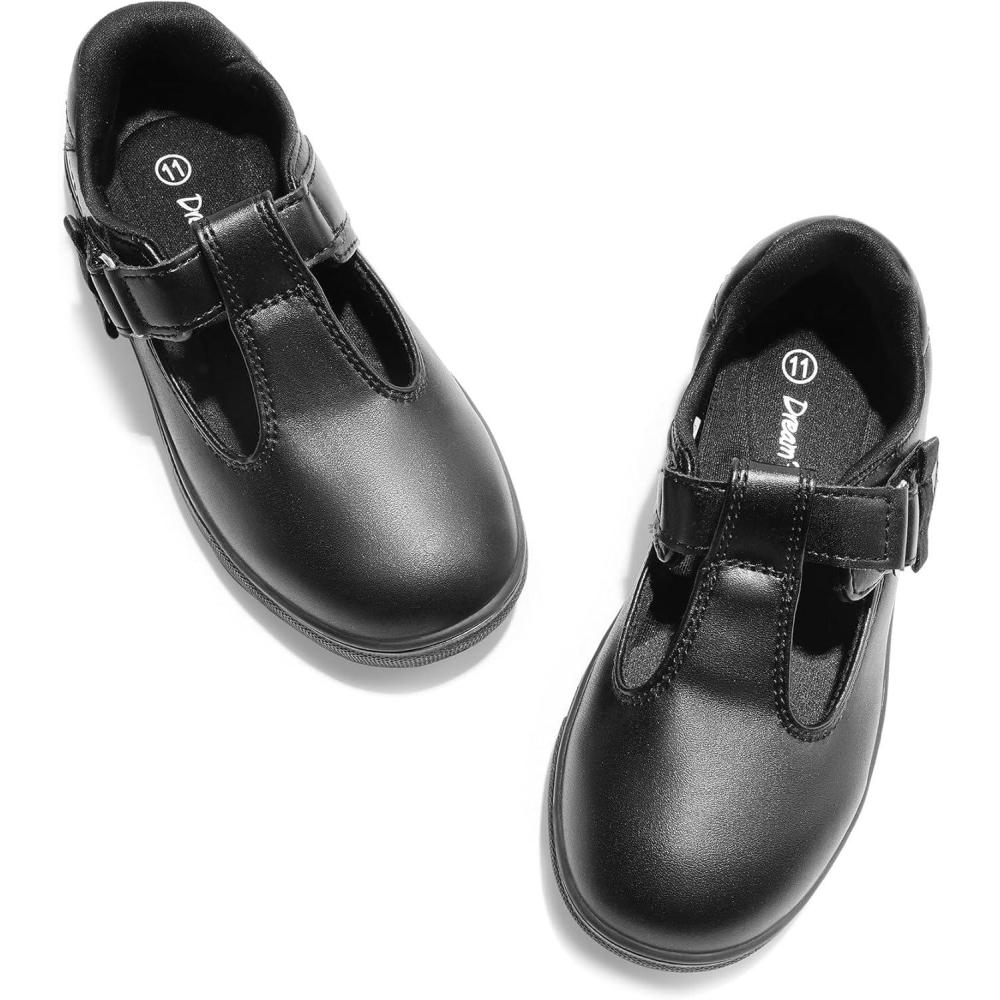 imageDREAM PAIRS Girls Mary Jane Shoes TStrap Flat Sneakers for School Uniform Dress Shoes for ToddlerLittle Kid Casual Daily Wear Special EventsBlack