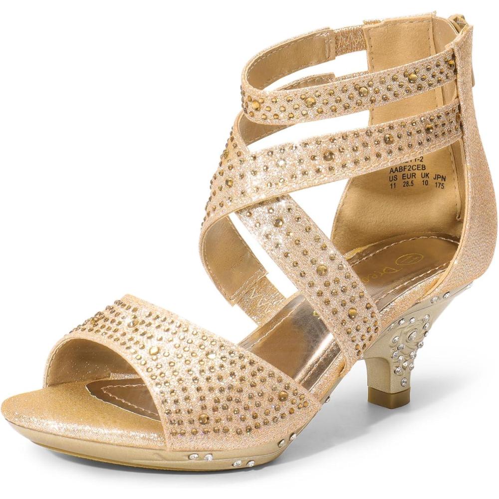 imageDREAM PAIRS Girls Sandals Low Heel Dress Pump SandalsGold