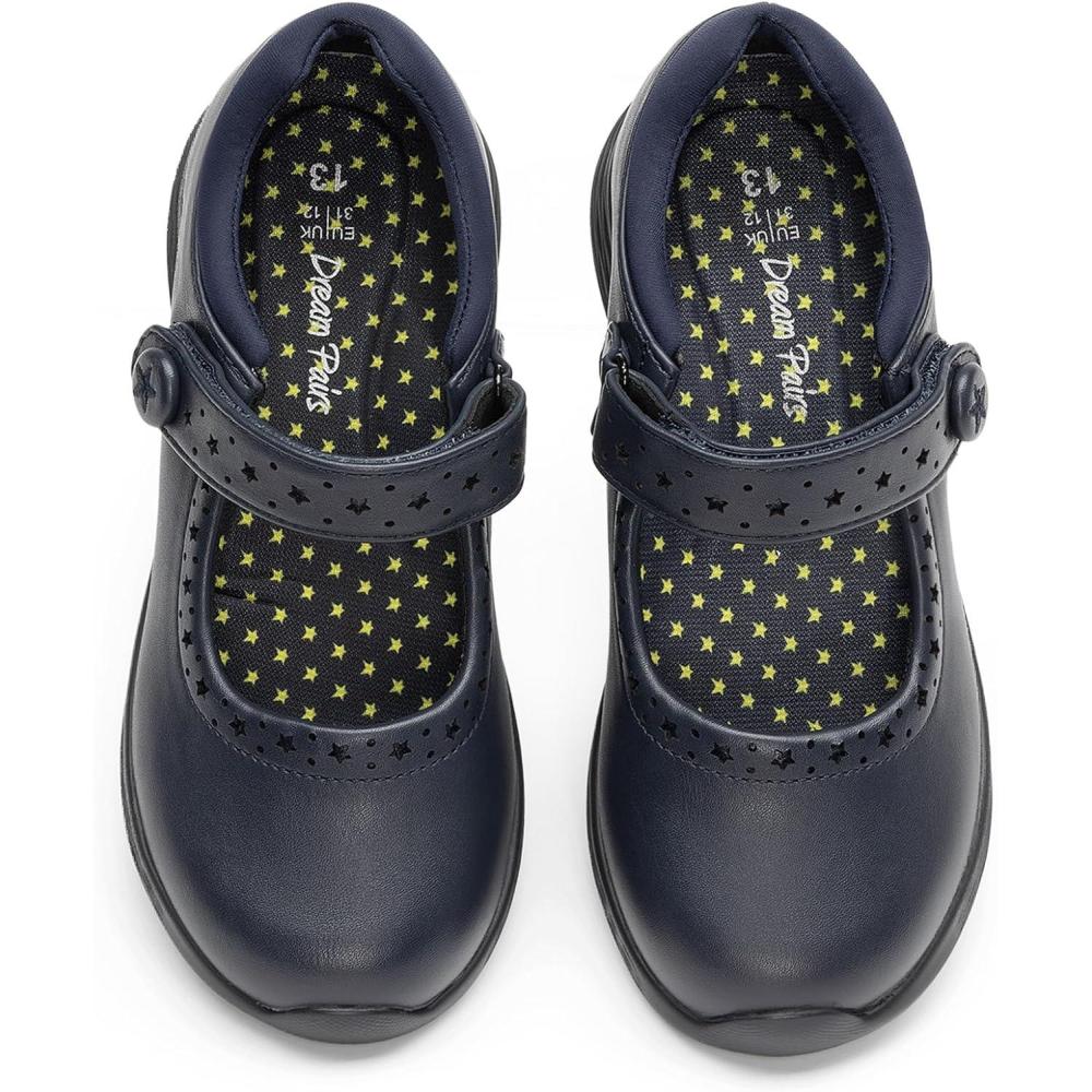 imageDREAM PAIRS Girls School Shoes Mary Jane Flats Lightweight Comfortable Girls Uniform Dress Shoes for ToddlerLittle KidBig KidNavy