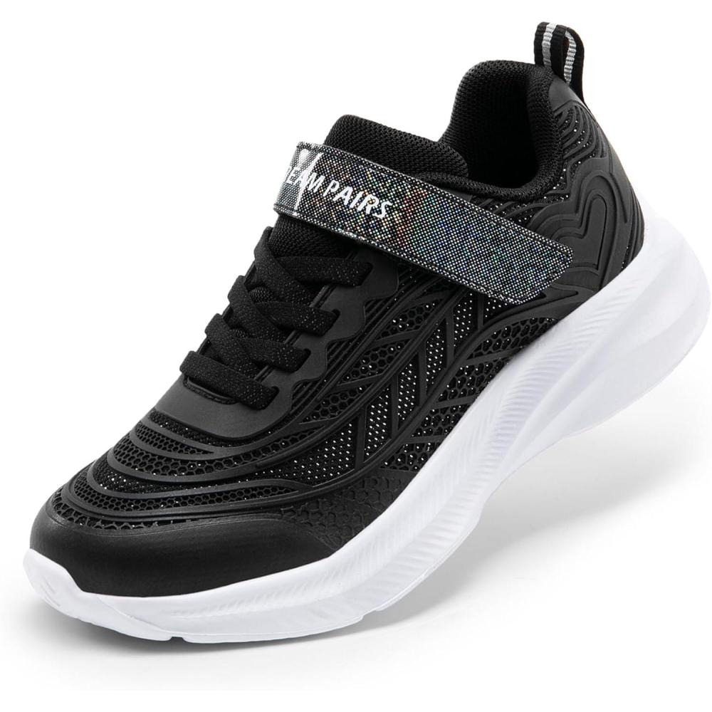 imageDREAM PAIRS Girls Shoes Kids Tennis Sparkle Ease Running Athletic Lightweight Sneakers for LittleBig Kids ToddlerBlack