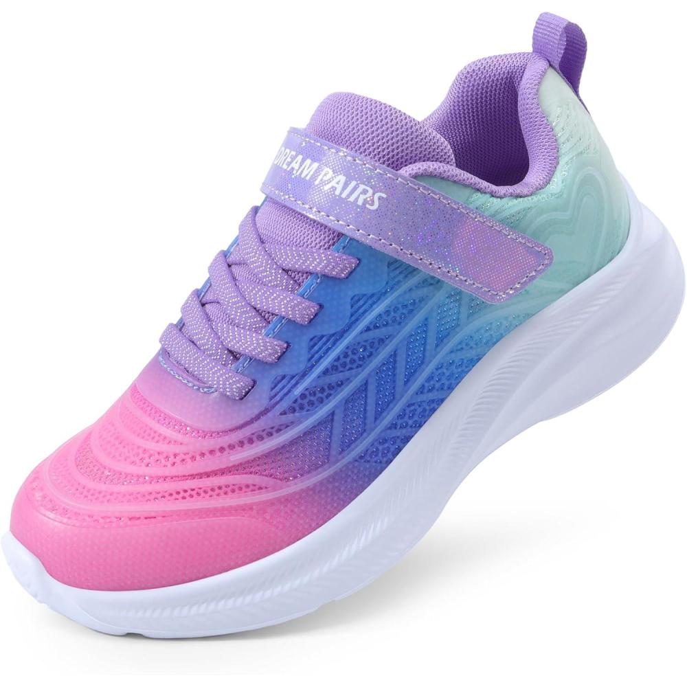 imageDREAM PAIRS Girls Shoes Kids Tennis Sparkle Ease Running Athletic Lightweight Sneakers for LittleBig Kids ToddlerPinkBlueGreen